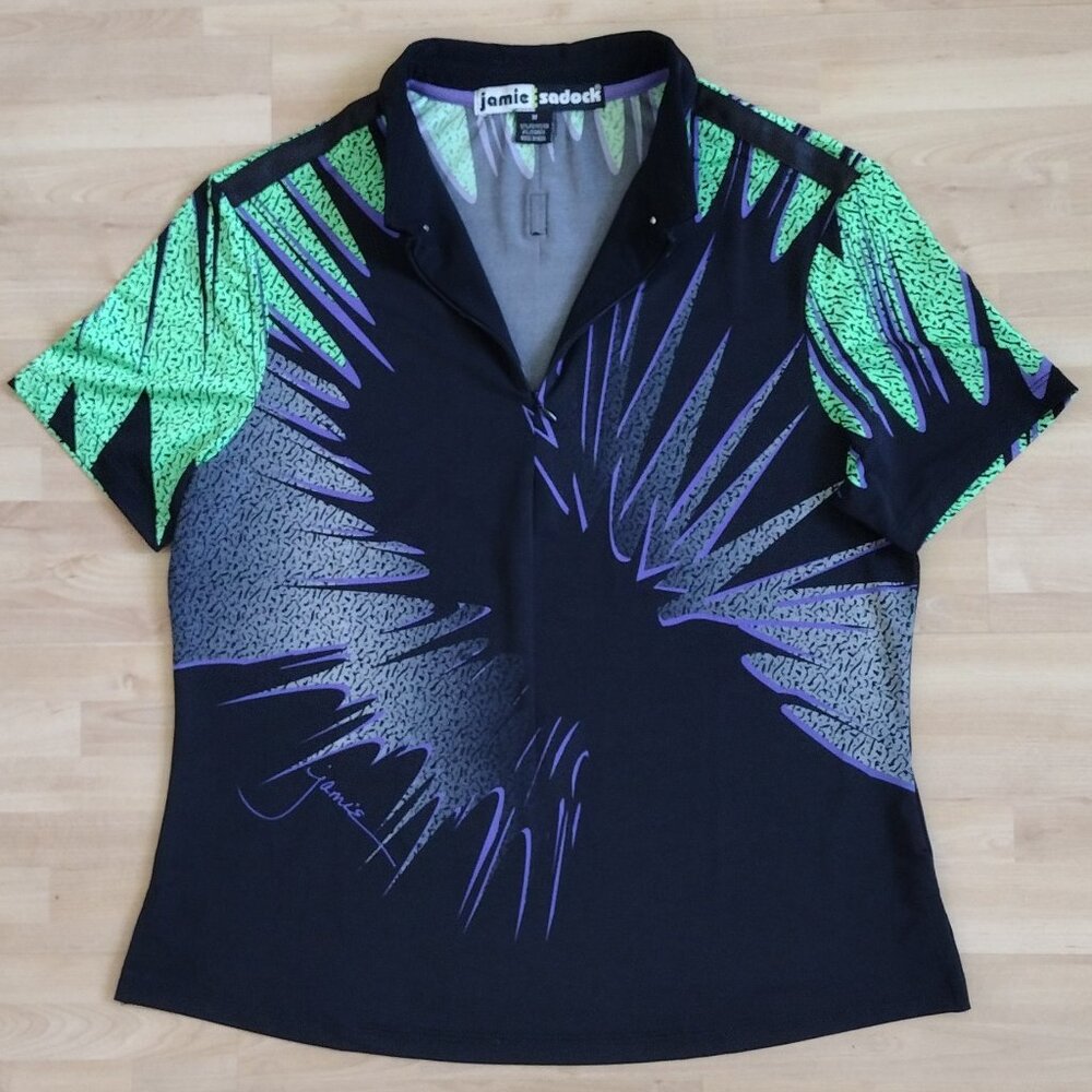 Jamie Sadock Short-Sleeve Graphic Top, Dark Multicolor (US M)